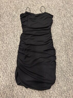 Princess Polly Black Ruched Spaghetti Strap Dress